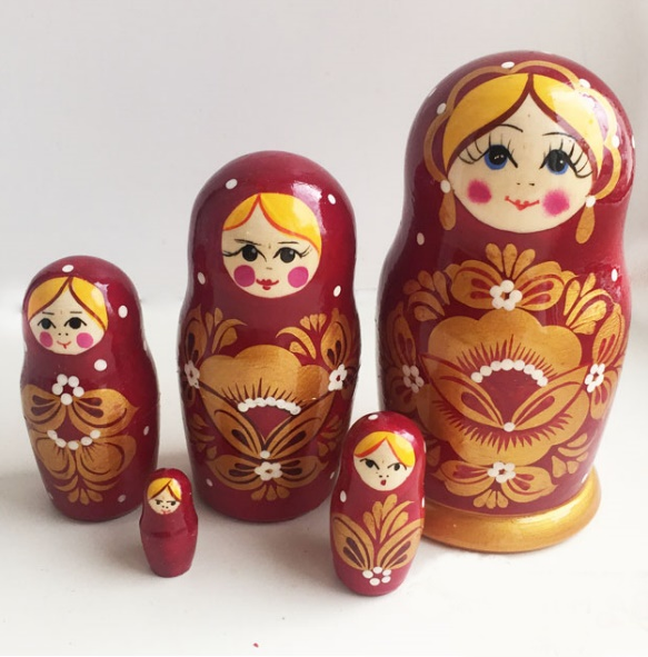 Matryoshka "Golden flower" 5 dolls