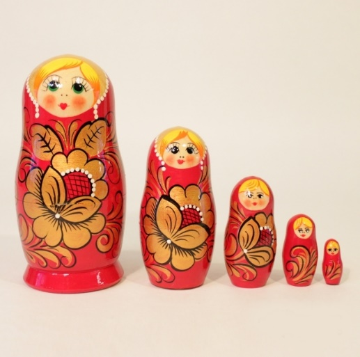 Matryoshka "painted red" 5 dolls