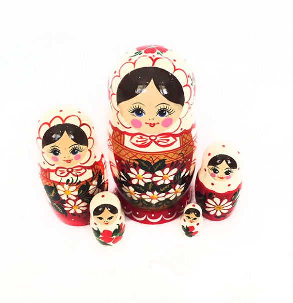 Matryoshka "White handkerchief" 5 dolls
