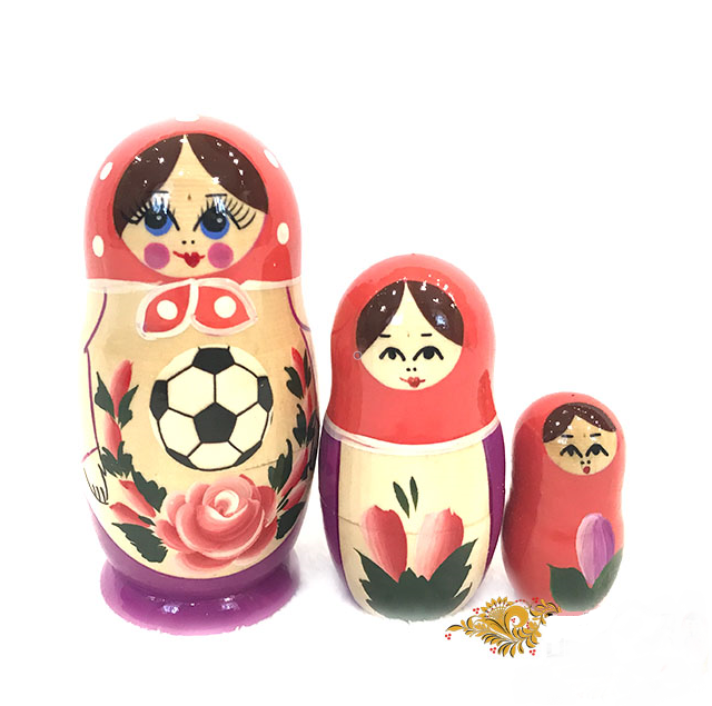 Matryoshka "Semenovskiy football" 3 dolls