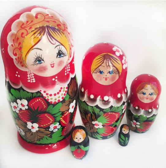 Matryoshka "painted-strawberry" 5 dolls