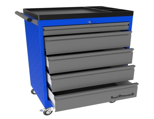 PROFFI Truck instrumental 950.5 RAL5005 (5 RAL7024 drawers, handle, wheels)