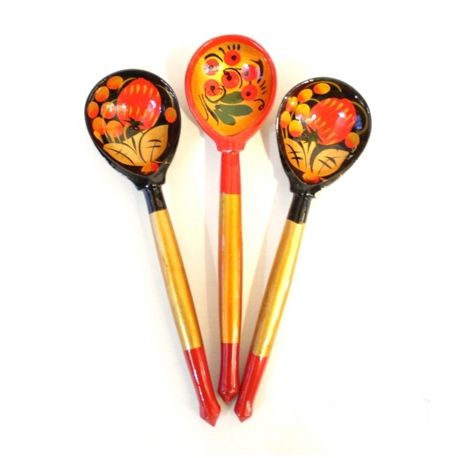 Wooden tea spoon "with painting" 10 pieces
