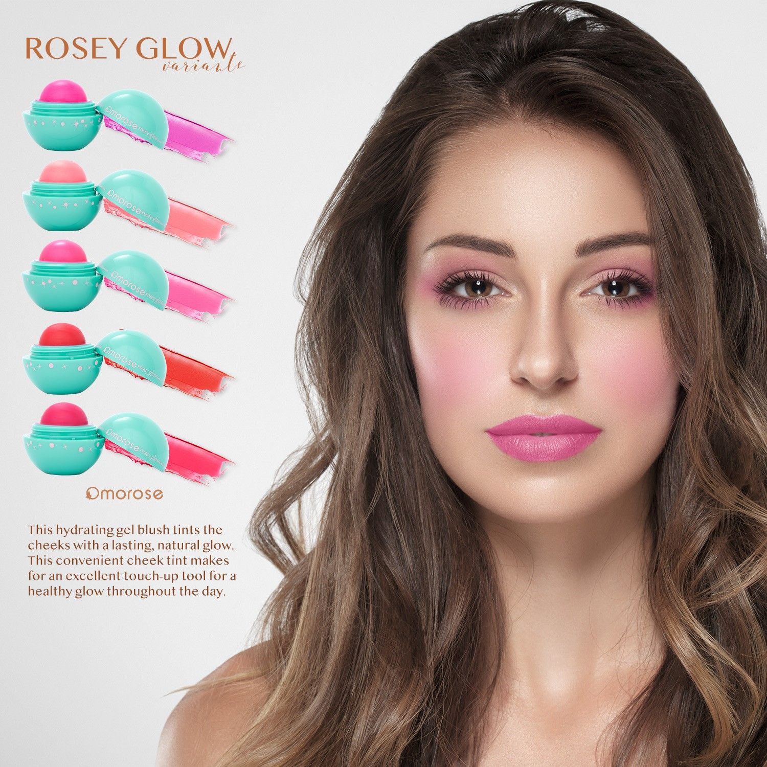 3 в 1 средство для губ, щек и век OMOROSE ROSEY GLOW-RADIANT - вид 4