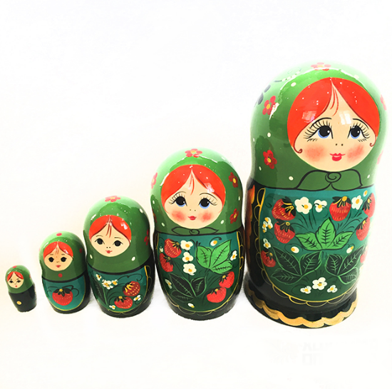 Matryoshka "Green strawberry" 5 dolls