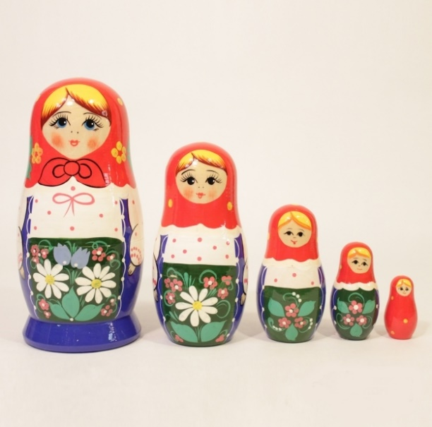 Matryoshka "Blue sundress" 5 dolls